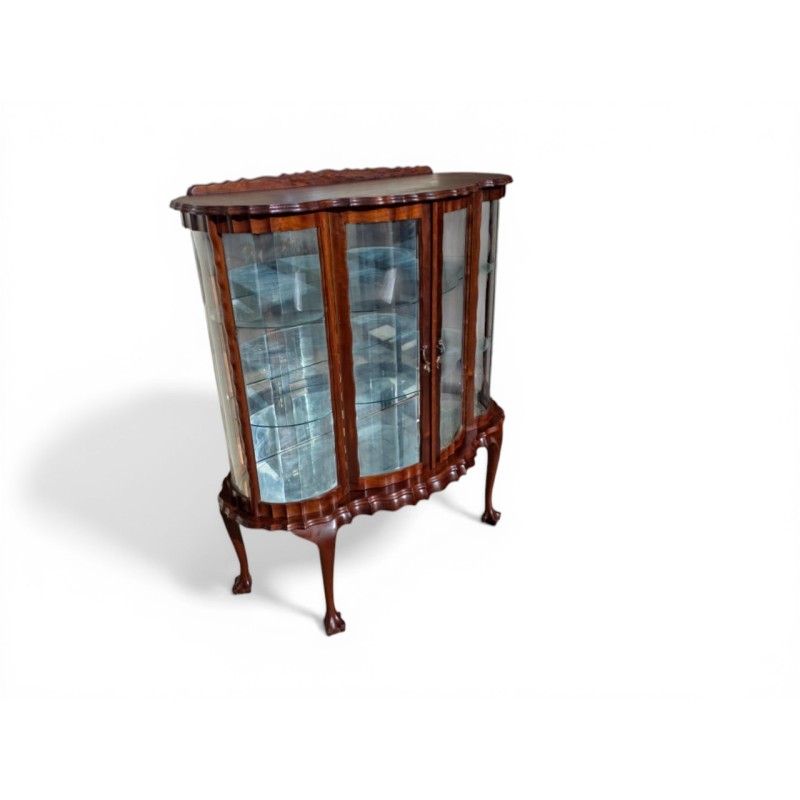 Mid-Century Kenbow Imbuia Ball and Claw Display Cabinet with Curved Glass | FurniCape