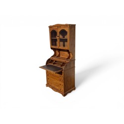 Mid-Century Adam Bede Oak Rolltop Secretary Bookcase Cabinet Desk | FurniCape