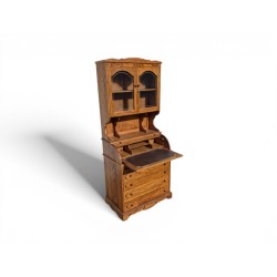 Mid-Century Adam Bede Oak Rolltop Secretary Bookcase Cabinet Desk | FurniCape