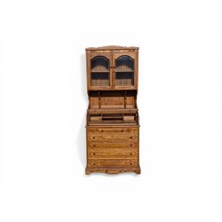 Mid-Century Adam Bede Oak Rolltop Secretary Bookcase Cabinet Desk | FurniCape