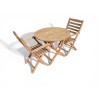 Round Foldable Teak Patio Table with Two Chairs | FurniCape