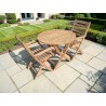 Round Foldable Teak Patio Table with Two Chairs | FurniCape