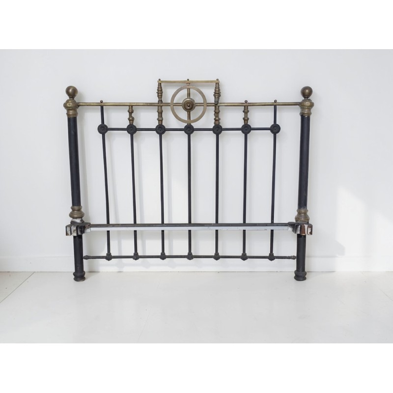 Antique Brass and Black Double Bed Headboard | FurniCape