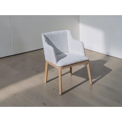 Solid Oak Frame Chair with Bouclé Fabric Upholstery | FurniCape