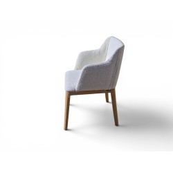 Solid Oak Frame Chair with Bouclé Fabric Upholstery | FurniCape
