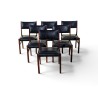 Set of Six Mid-Century Dining Chairs with Black Vinyl Upholstery | FurniCape