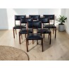Set of Six Mid-Century Dining Chairs with Black Vinyl Upholstery | FurniCape
