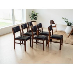 Set of Six Mid-Century Dining Chairs with Black Vinyl Upholstery | FurniCape