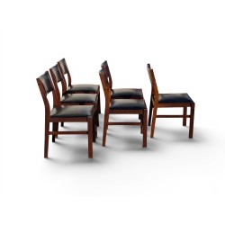Set of Six Mid-Century Dining Chairs with Black Vinyl Upholstery | FurniCape