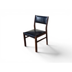 Set of Six Mid-Century Dining Chairs with Black Vinyl Upholstery | FurniCape