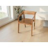 Scandinavian Style Oak Chair with Tan Leather Seat | FurniCape