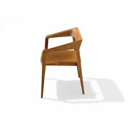 Scandinavian Style Oak Chair with Tan Leather Seat | FurniCape