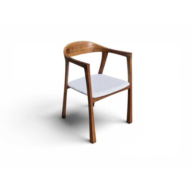Bow Back Arm Chair with New Bouclé Fabric Upholstery | FurniCape