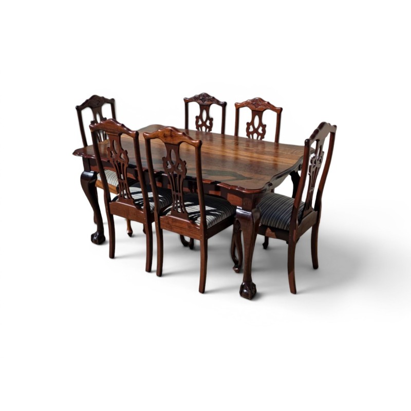 Mid-Century Ball and Claw Table with 6 French Style Chairs | FurniCape