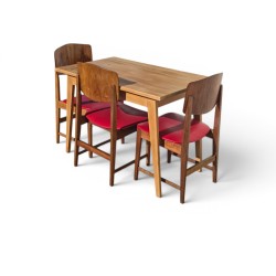 Mid-Century Scandinavian Style Solid Wood Dining Table with 3 Chairs | FurniCape