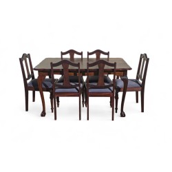 Mid-Century Imbuia Ball and Claw Dining Table with 6 Chairs| FurniCape