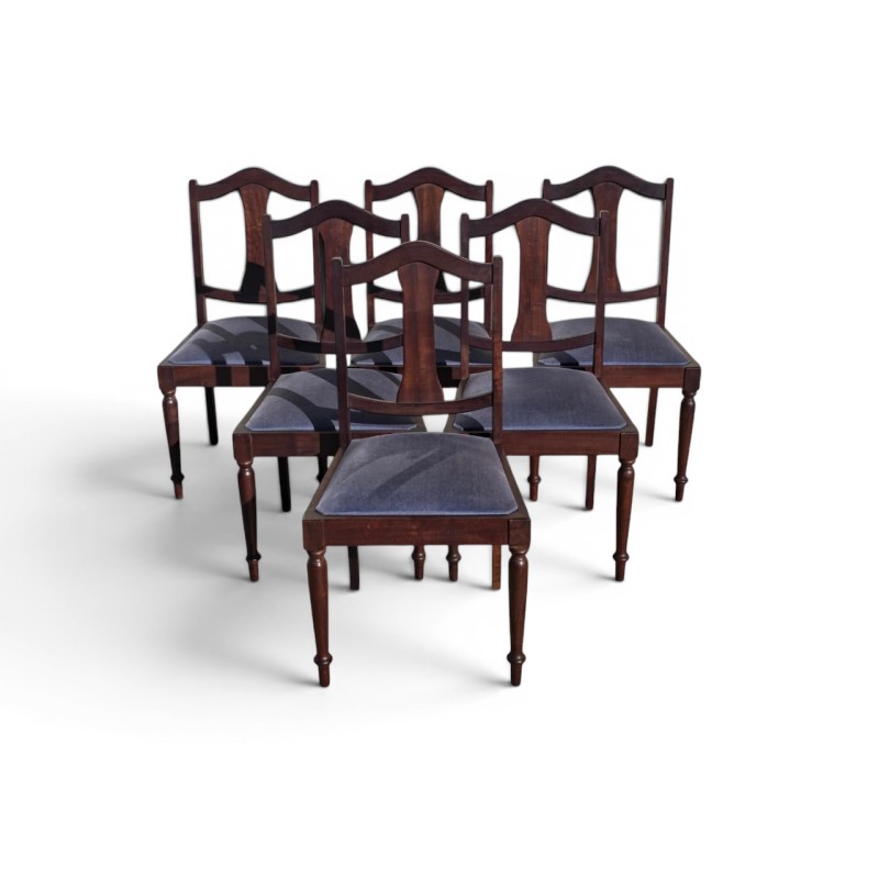 Set of 6 Imbuia Dining Chairs with Turned Legs | FurniCape