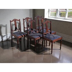 Set of 6 Imbuia Dining Chairs with Turned Legs | FurniCape