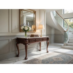 Ornate Baroque Style Marble Top Server Console with 4 Drawers | FurniCape