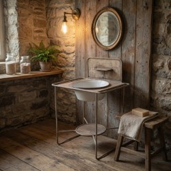 Metal Wash Stand with Enamel Wash Bowl | FurniCape