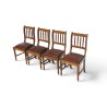 Set of 4 Solid Oak Spindle Back Dining Chairs with Kudu Leather Seats | FurniCape