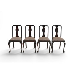 Set of 4 Mid Century Dining Room Chairs with Queen Anne Legs | FurniCape
