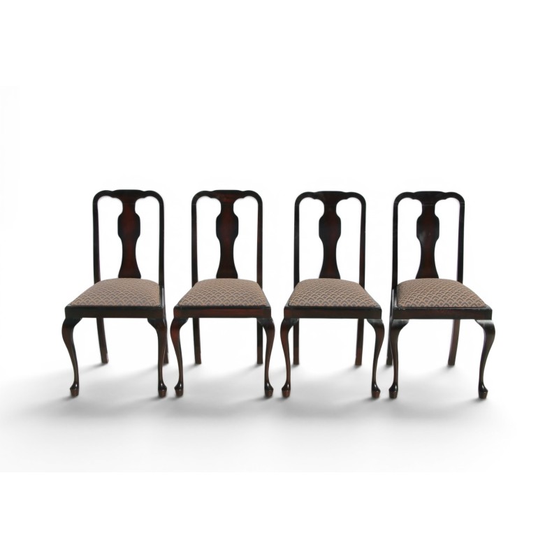 Set of 4 Mid Century Dining Room Chairs with Queen Anne Legs | FurniCape