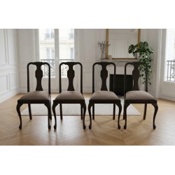 Set of 4 Mid Century Dining Room Chairs with Queen Anne Legs | FurniCape
