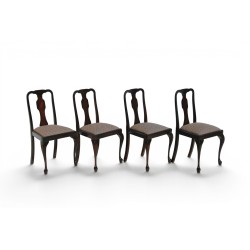 Set of 4 Mid Century Dining Room Chairs with Queen Anne Legs | FurniCape
