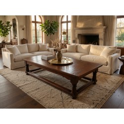 Antique Solid Teak Coffee Table with Turned Legs | FurniCape