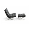 Barcelona Black Leather & Chrome Replica Chair with Ottoman | FurniCape