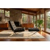 Barcelona Black Leather & Chrome Replica Chair with Ottoman | FurniCape