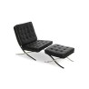 Barcelona Black Leather & Chrome Replica Chair with Ottoman | FurniCape