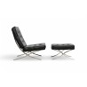 Barcelona Black Leather & Chrome Replica Chair with Ottoman | FurniCape