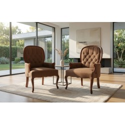 Pair of Queen Anne Feet Button Back Lounge Arm Chairs | FurniCape