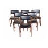 Set of 6 Mid-Century Kiaat Dining Chairs with Original Black Vinyl Upholstery | FurniCape