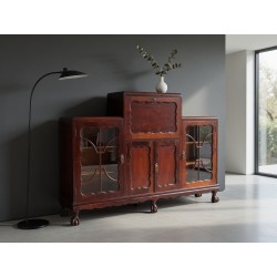 Mid-Century Imbuia Ball and Claw Display Cabinet with Writing Bureau | FurniCape