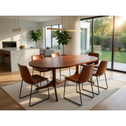 Mid-Century Retro Oval Extendable Dining Table 6 to 8 Seater – FurniCape