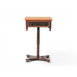 Mid Century Imbuia and Yellowwood Preach Pedestal Table | FurniCape
