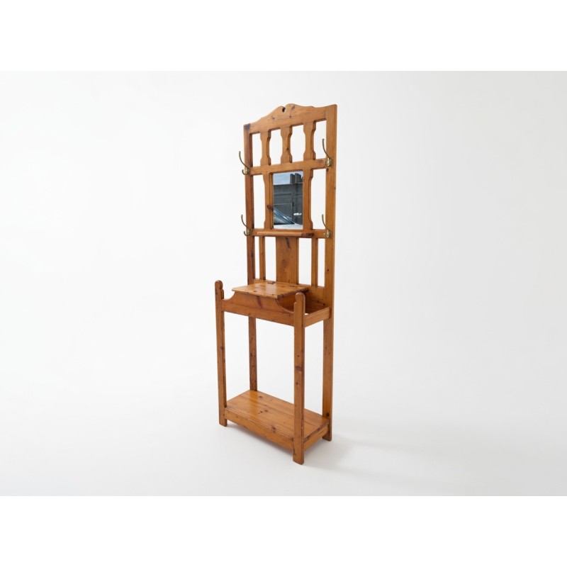Oregon Pine Hall Stand with Mirror | FurniCape