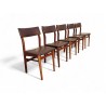 Set of 5 Mid-Century Dining Chairs with Original Brown Vinyl Upholstery | FurniCape