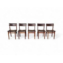 Set of 5 Mid-Century Dining Chairs with Original Brown Vinyl Upholstery | FurniCape