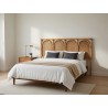 Large Mid Century Modern Bamboo Headboard with Rattan Panels | FurniCape