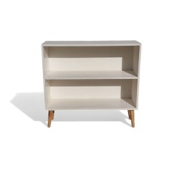 White Retro Style Bookshelf with Tapered Legs | FurniCape